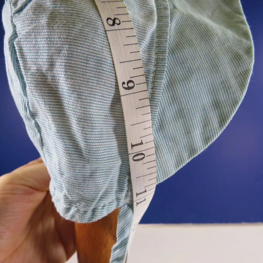 Baby Blue & White Bonnet Pin Stripe  with closed back & elastic neck 11